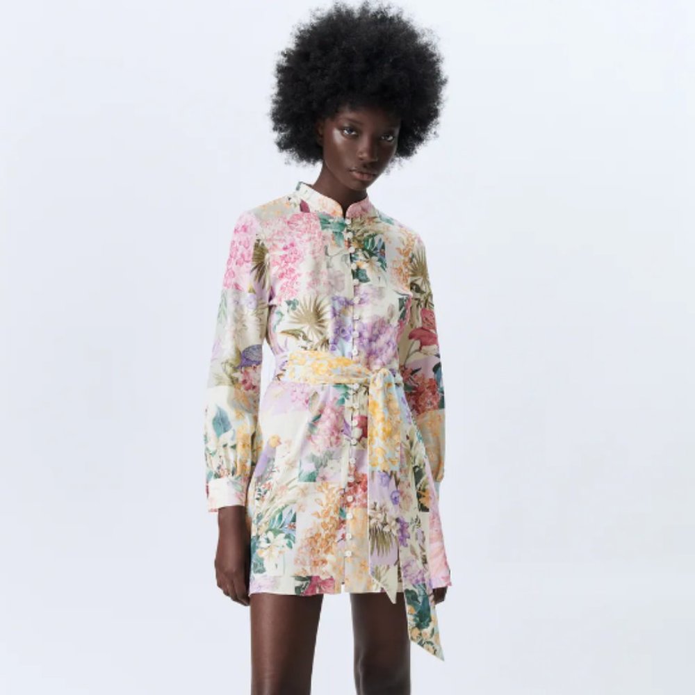 Zara Floral Print Mini Dress Size XS